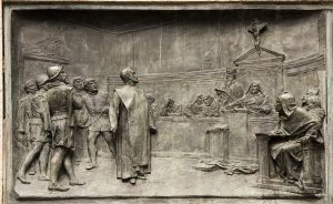 Kamienna tablica przedstawiająca proces Giordano Bruno