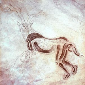Rysunek naskalny, Szaman - figura zespalająca człowieka i zwierzę. 